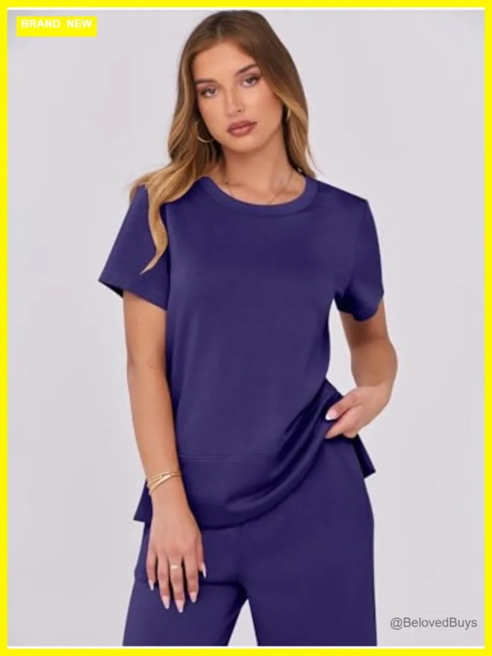 2 Piece Lounge Set Short Sleeve Wide Leg Casual Matching Tracksuit
